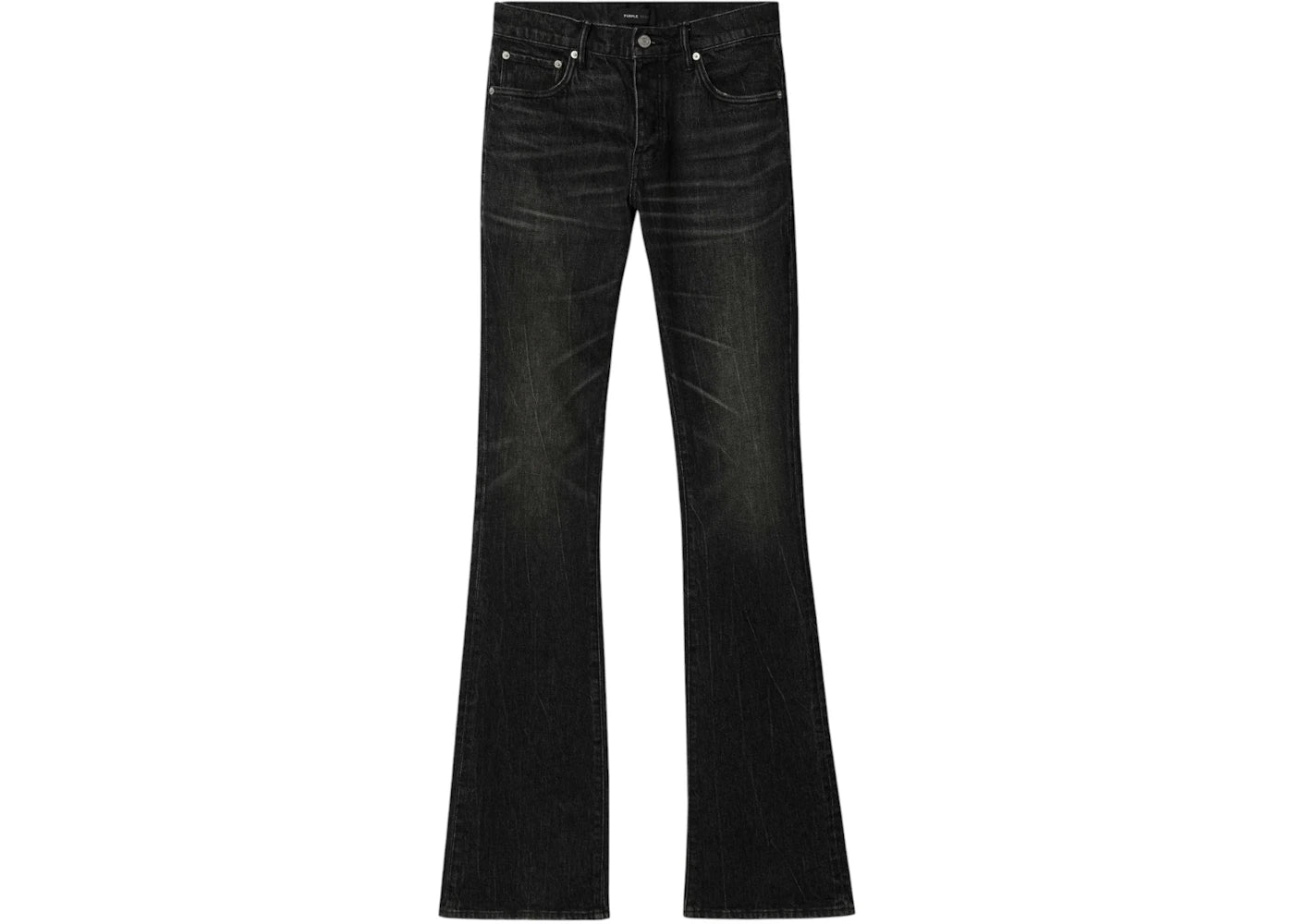 Purple Brand Super Stack Flare Raw Jean Black