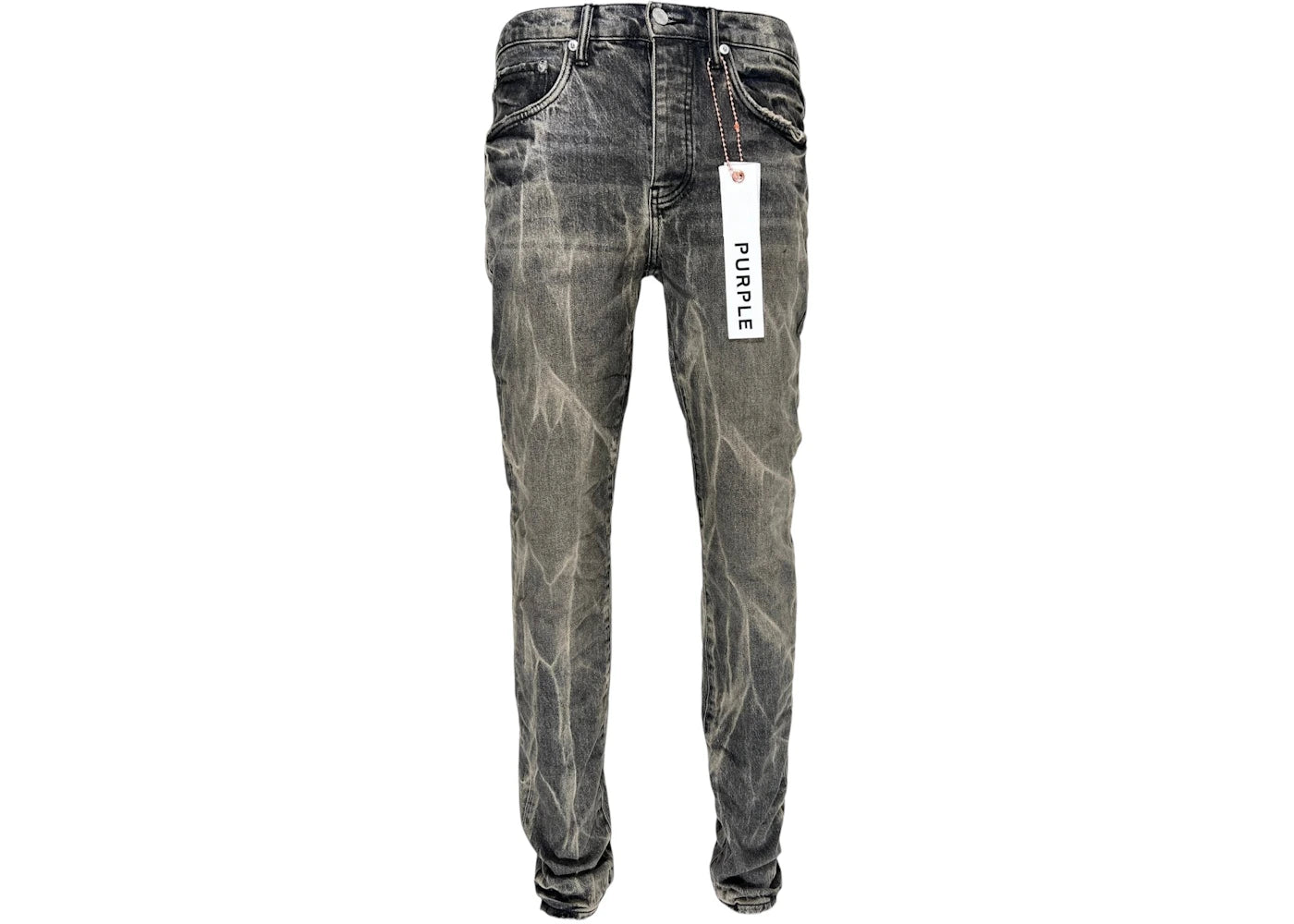 Purple Brand Washed Black Tie Acid Jean Black
