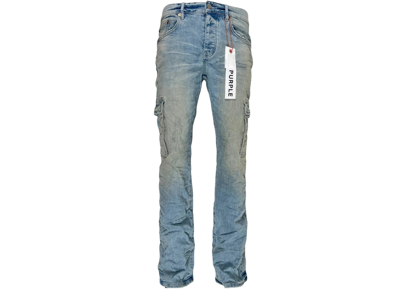 Purple Brand Worn Light Indigo Cargo Jean Light Indigo