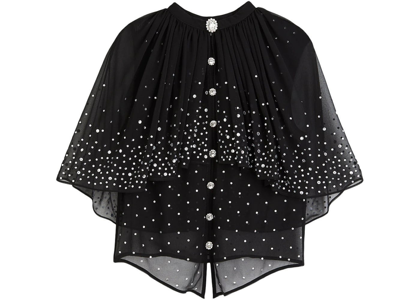 Rabanne H&M Embellished Chiffon Cape Top Black