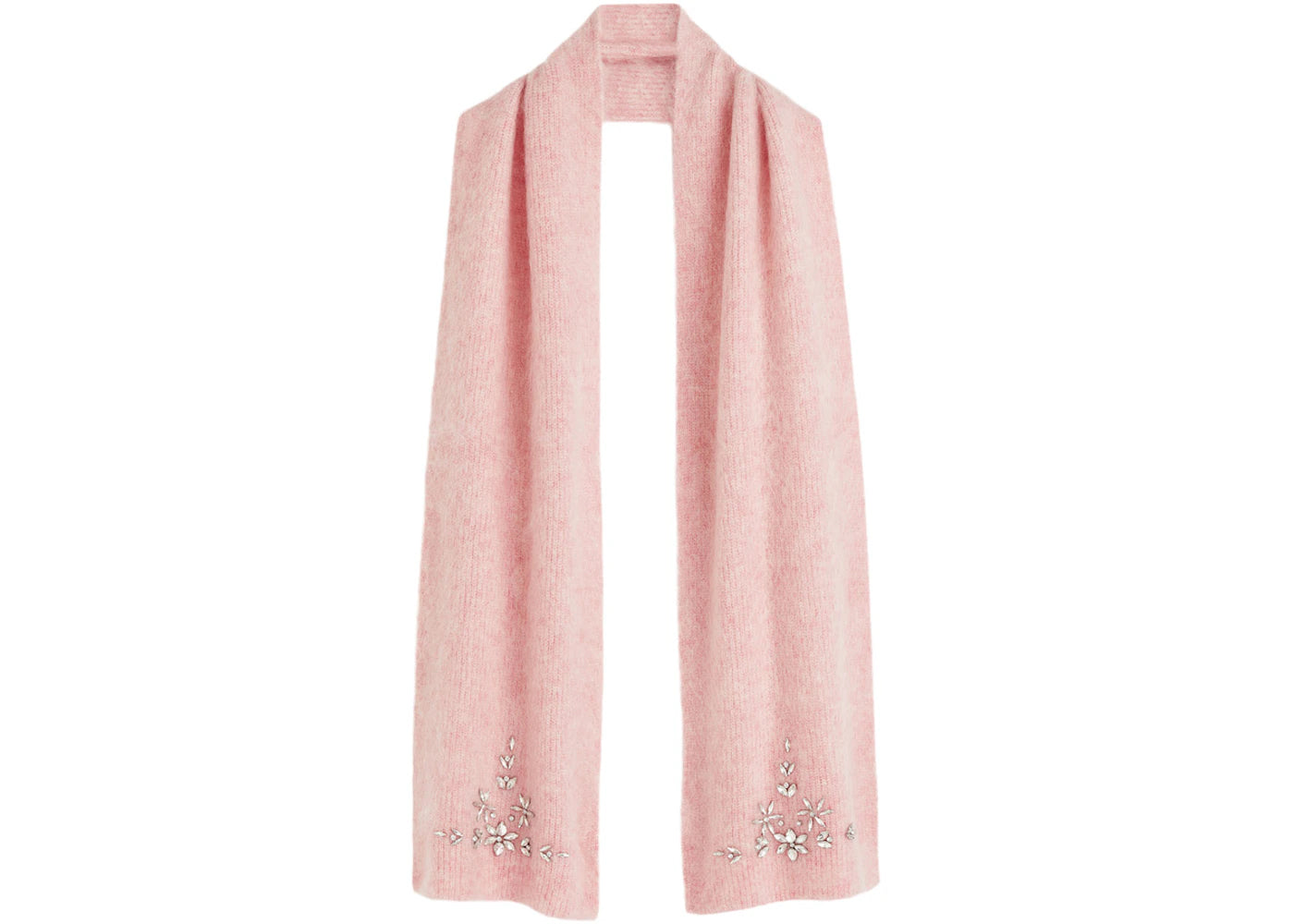 Rabanne H&M Embellished Mohair-Blend Scarf Pink
