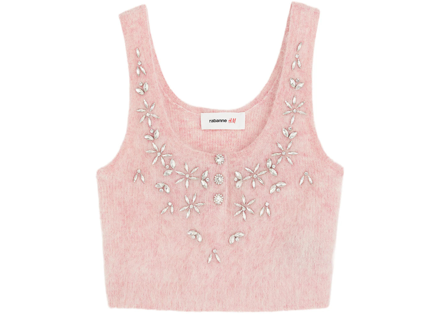 Rabanne H&M Embellished Mohair-Blend Tank Top Pink
