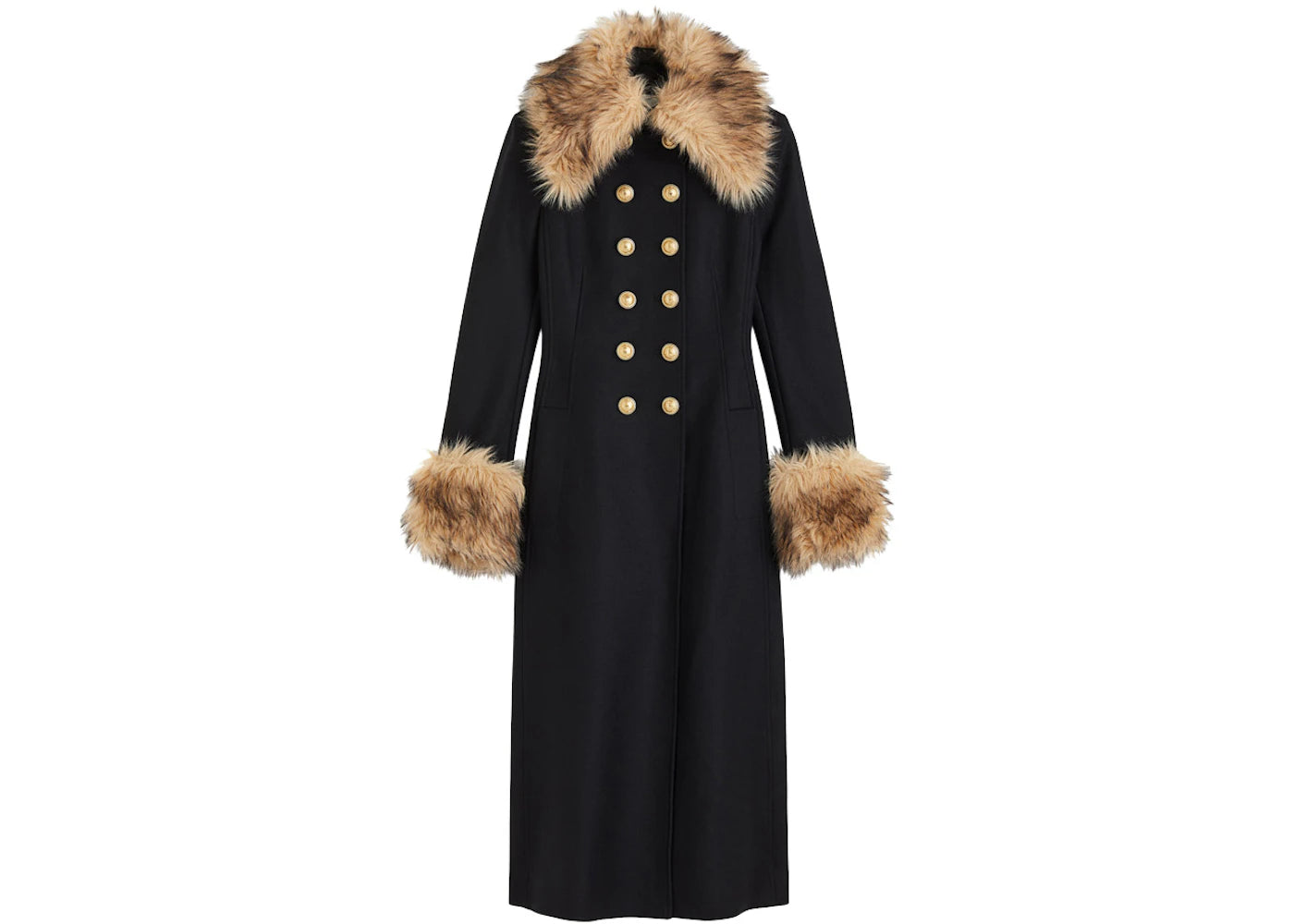 Rabanne H&M Fuzzy-Detail Wool Coat Black