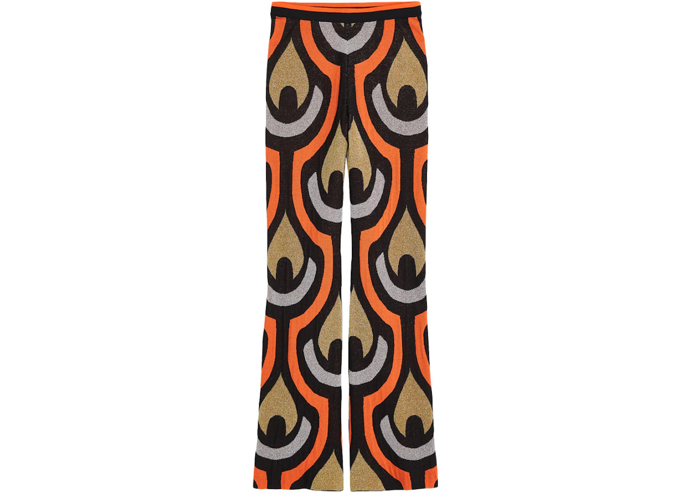 Rabanne H&M Glittery Jacquard-Knit Pants Orange Multicolor