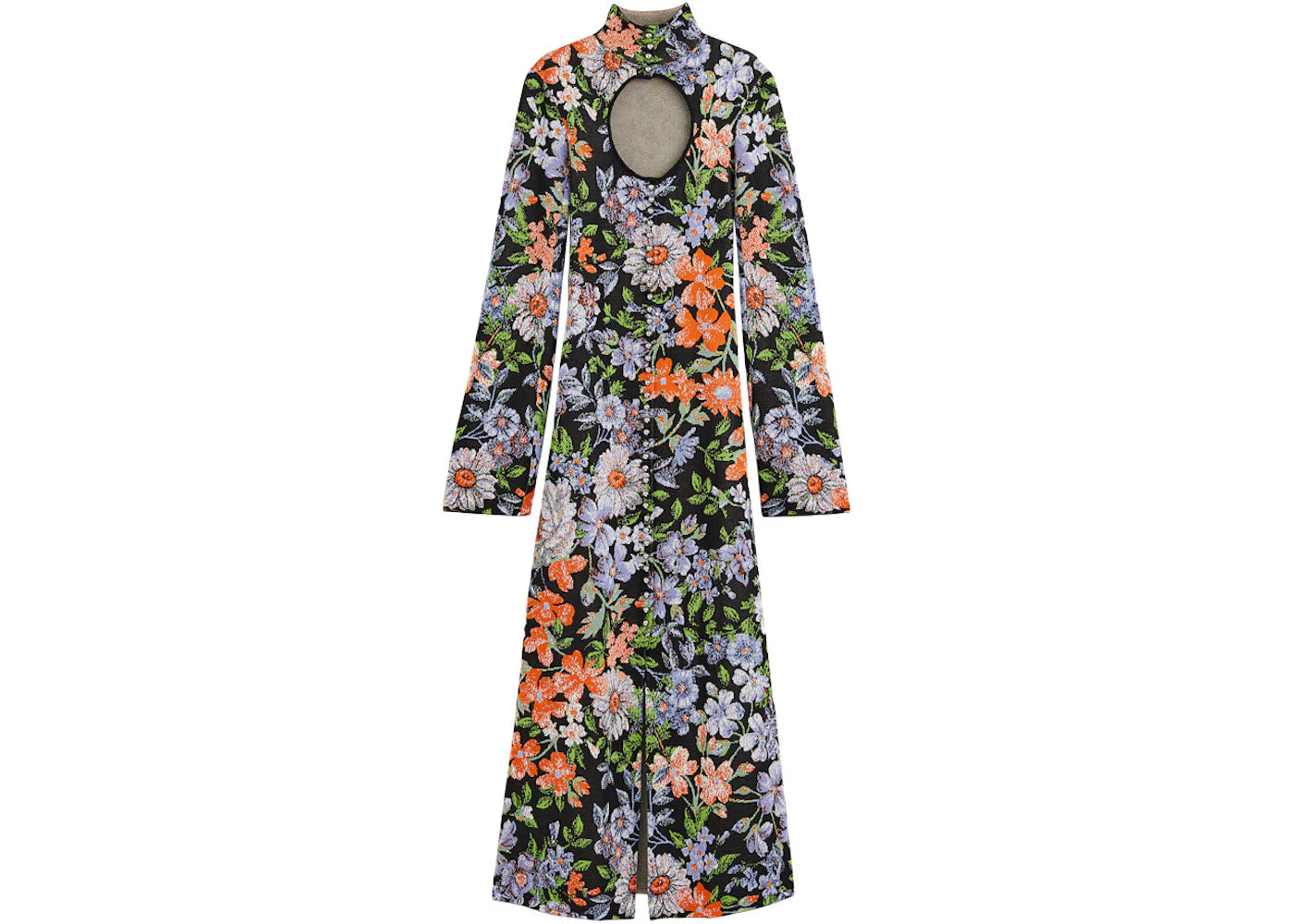 Rabanne H&M Jacquard-Knit Cut-Out Dress Black Multicolor