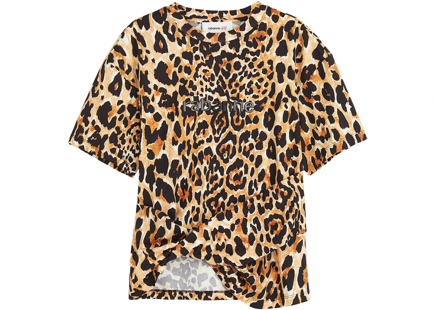 Rabanne H&M Leopard-Print Twist-Detail T-Shirt Leopard-Print