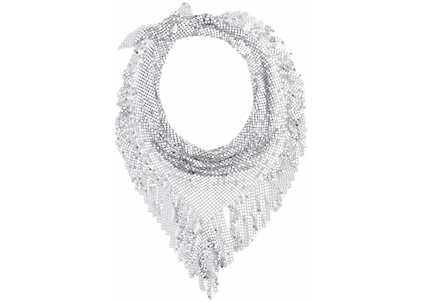 Rabanne H&M Metal-Mesh Triangle Scarf with Fringe (Mens) Silver