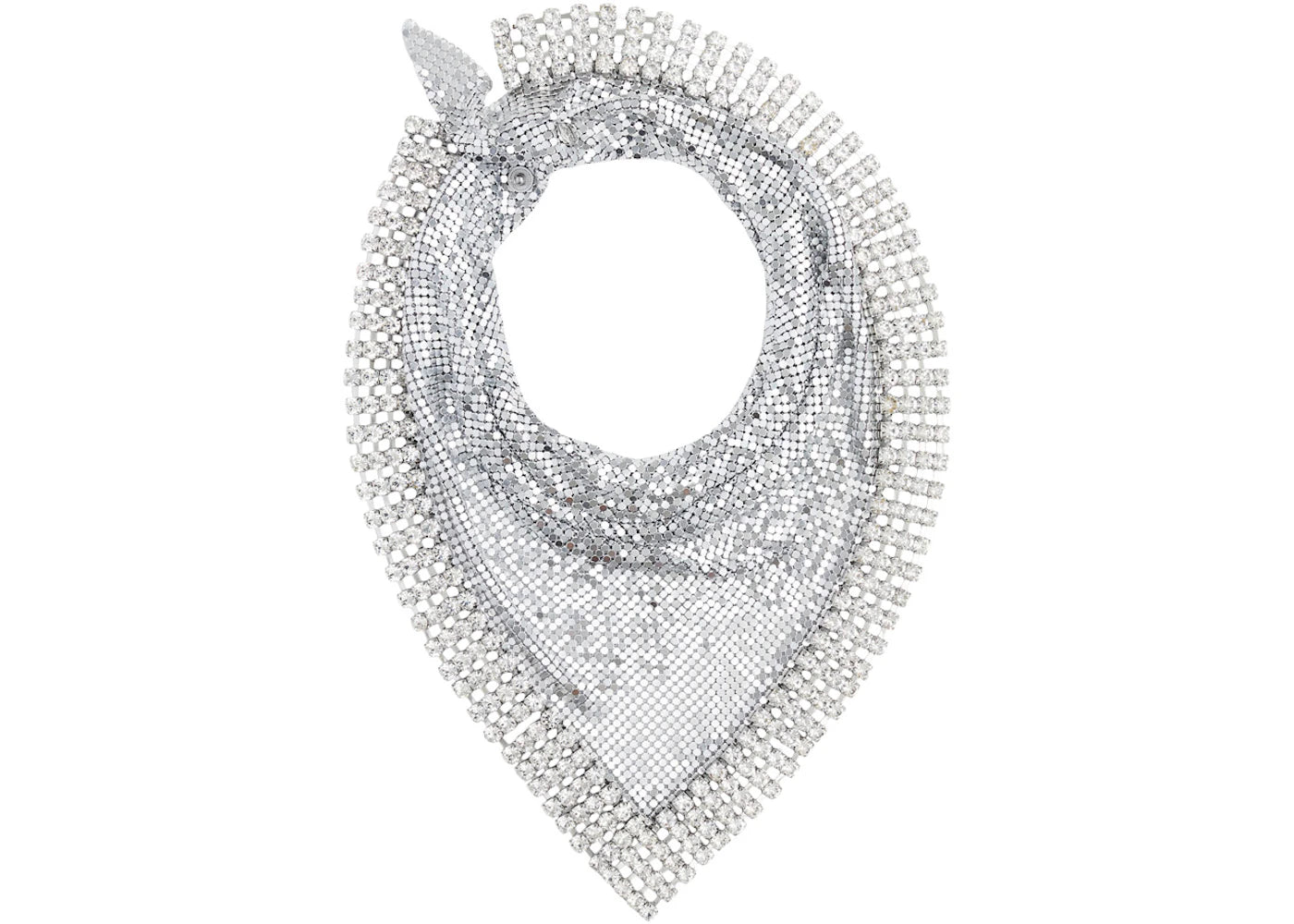 Rabanne H&M Metal-Mesh Triangle Scarf with Fringe Silver