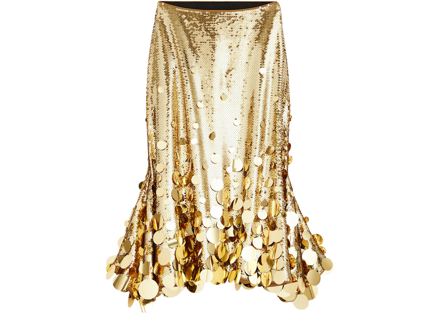 Rabanne H&M Sequined Flared Skirt Gold
