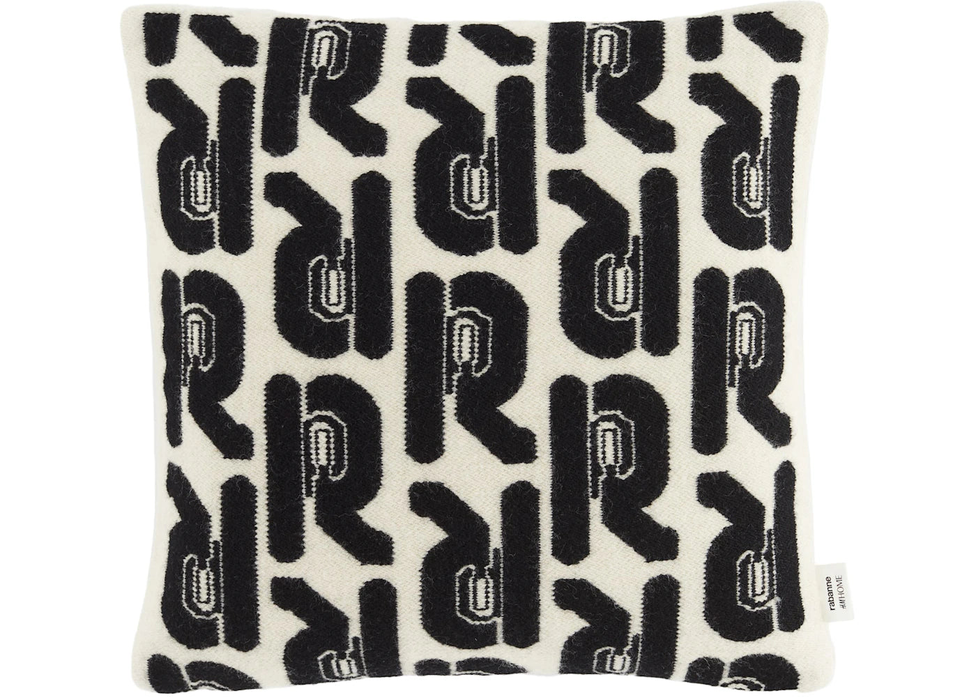 Rabanne H&M Wool-Blend Logo Cushion Cover Beige/Black
