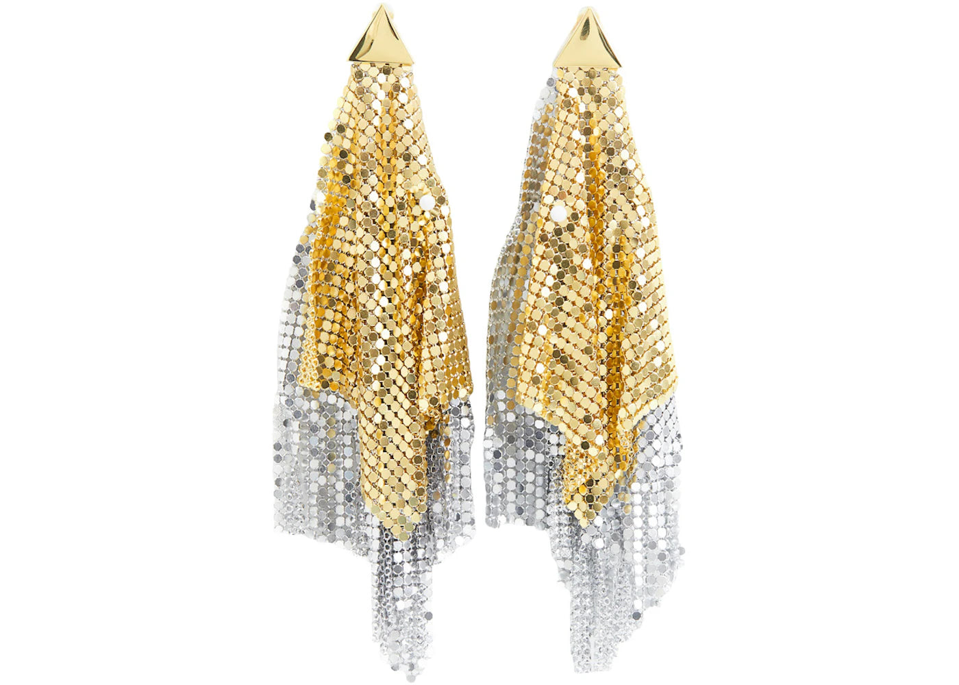Rabanne H&M Metal-Mesh Clip Earrings with Fringe Gold/Silver
