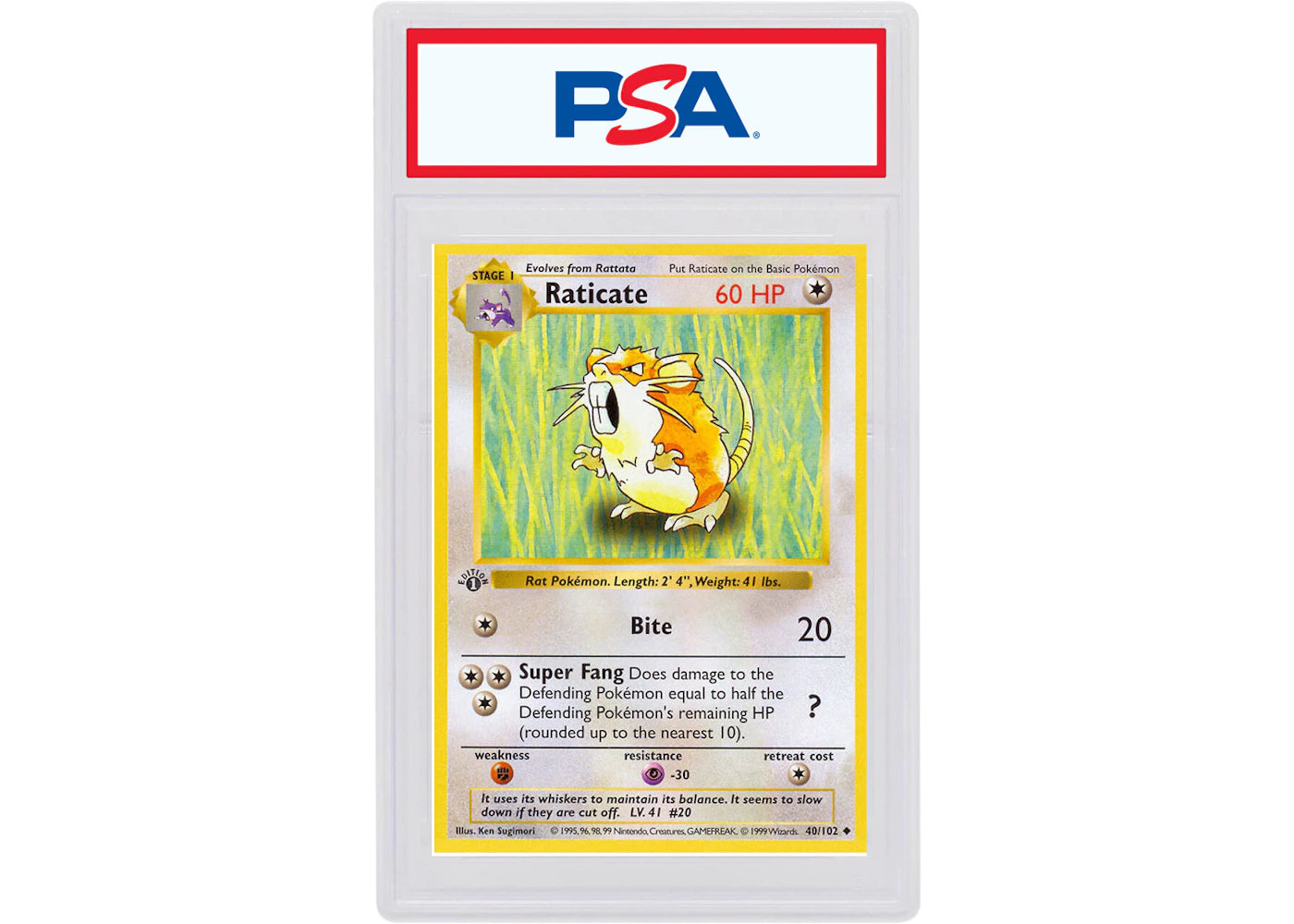 Raticate 1999 Pokemon TCG Base Set 1st Edition #40/102 (PSA or BGS Graded)