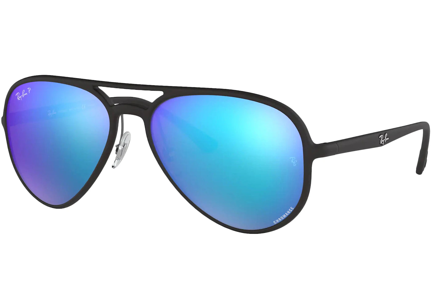 Ray-Ban Chromance Sunglasses Matte Black/Blue Mirror (RB4320CH)