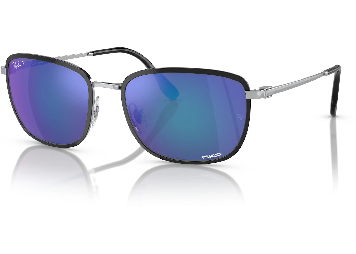 Ray-Ban Rectangle Sunglasses Black On Silver (0RB3705 91444L)