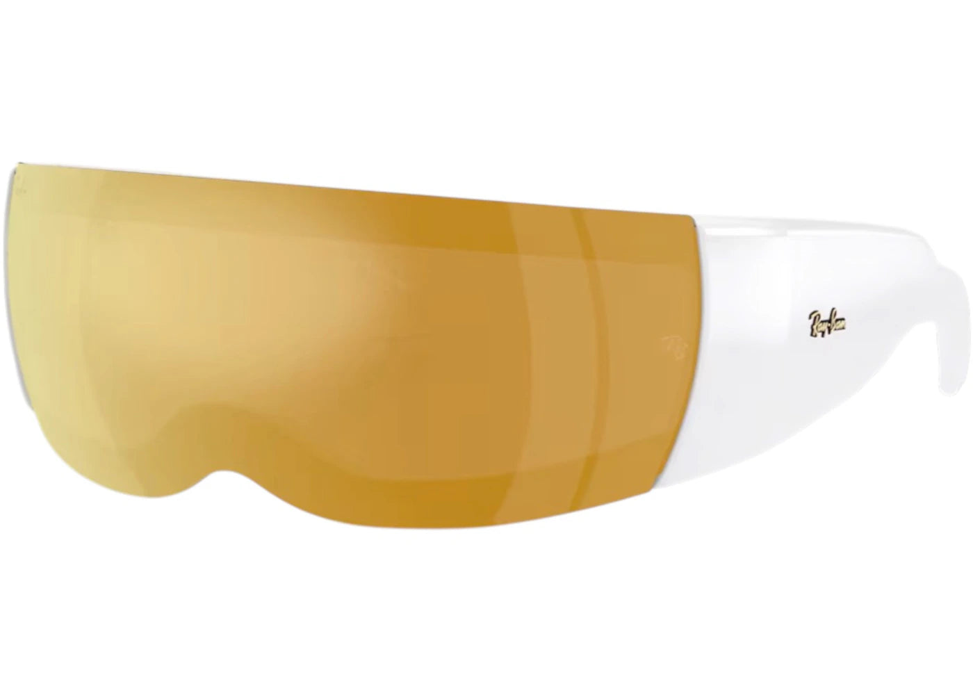 Ray-Ban x A$AP Ultra Wrap 002 Next Generation Collection Sunglasses Polished White Brown Mirror Gold (RB4942 68387P 0-141)