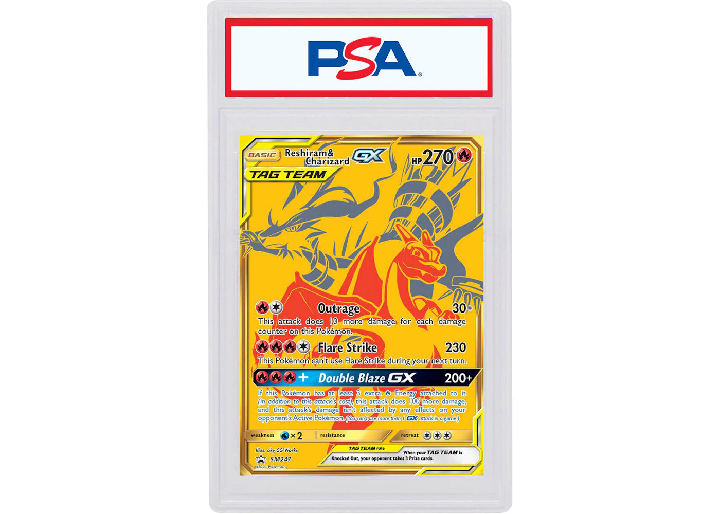 Reshiram & Charizard GX 2021 Pokémon Sun & Moon Reshiram & Charizard GX Premium Collection Full Art Promo #SM247 (PSA or BGS Graded)