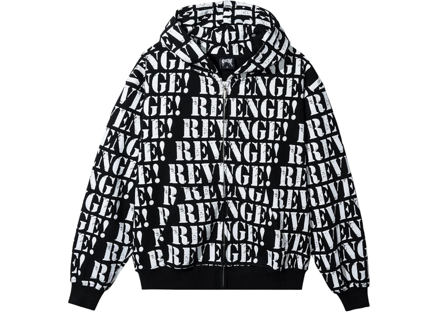 Revenge Allover Logo Zip Sweatshirt Black/White