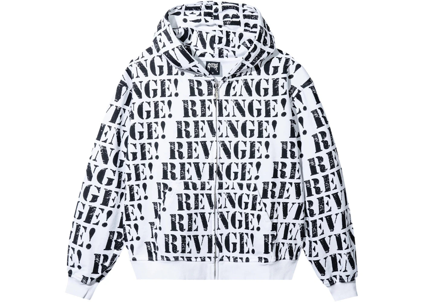 Revenge Allover Logo Zip Sweatshirt White/Black