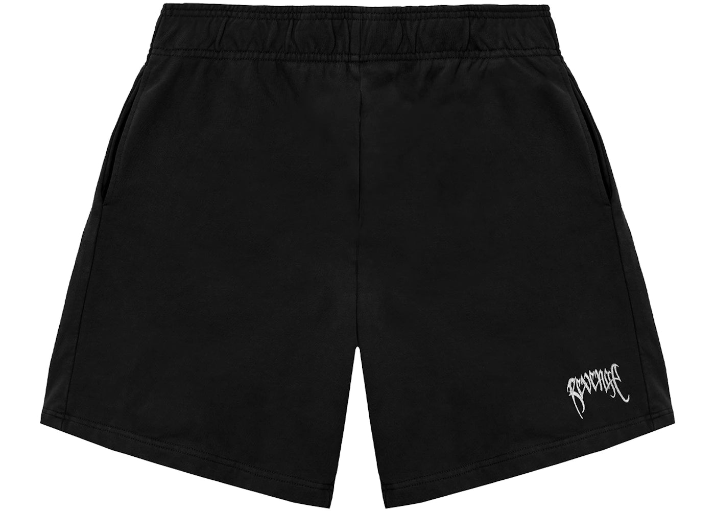 Revenge White Embroidered Basic Shorts Black