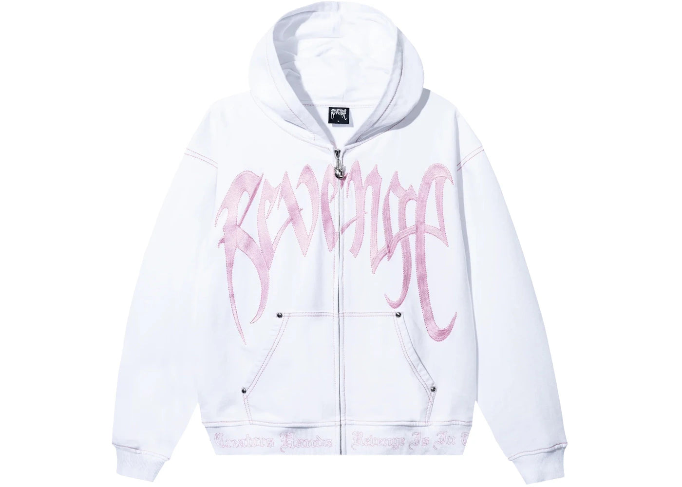Revenge XXXTentacion Kill Contrast Zip Hoodie White/Pink