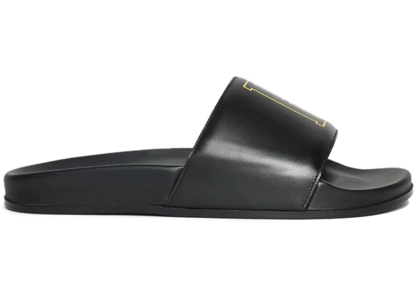 Rhude Leather Slides Black Yellow