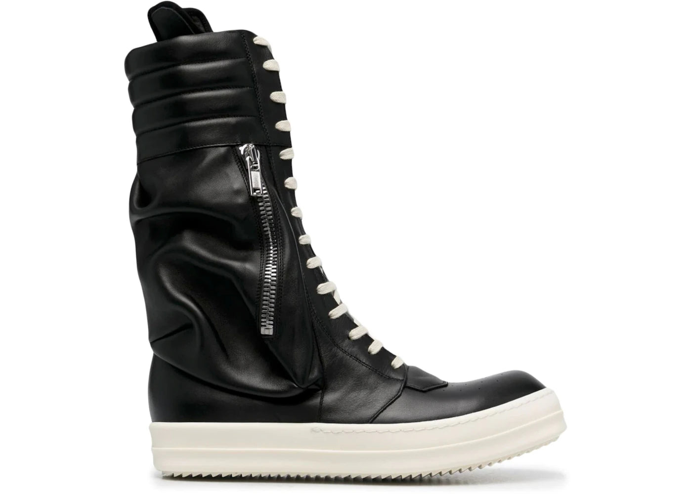 Rick Owens Cargo Basket Leather Boots Black Milk