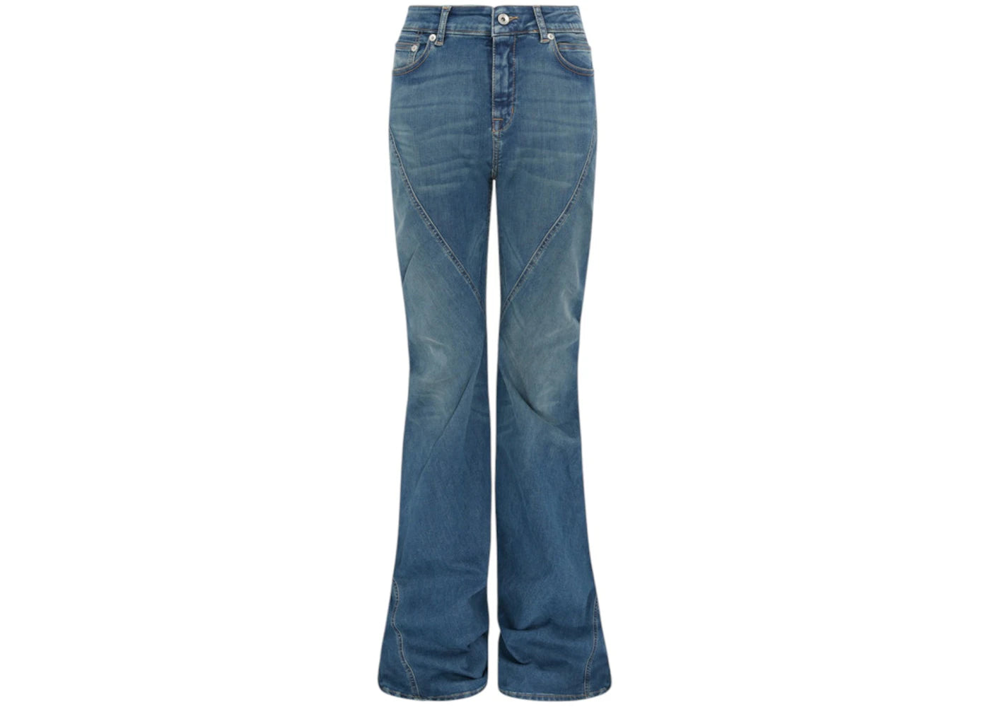 Rick Owens DRKSHDW Denim Bias Bootcut Jeans Washed Indigo