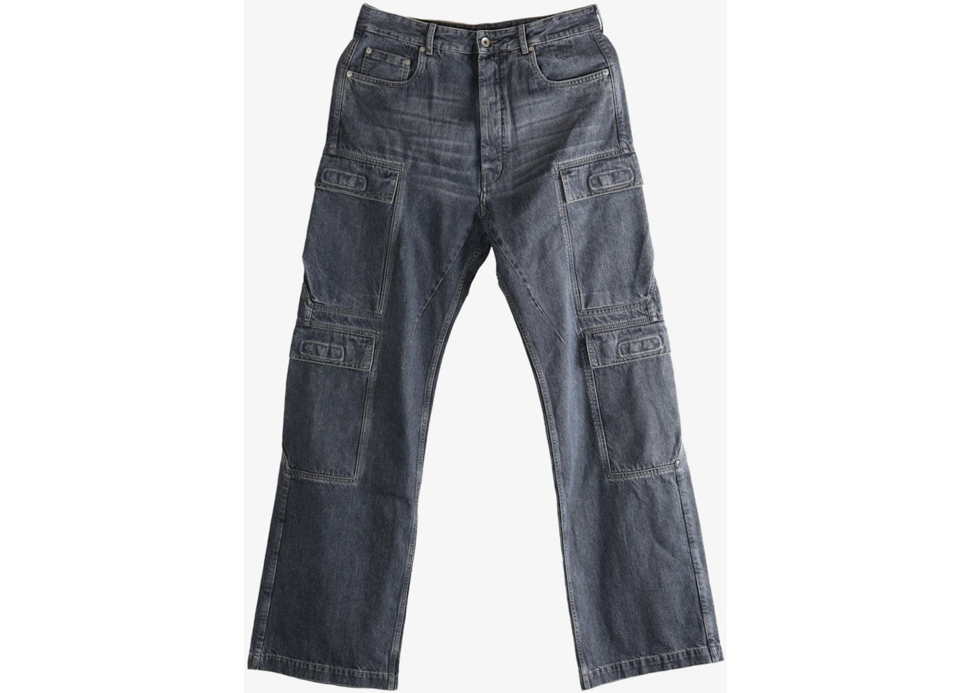 Rick Owens Denim Double Cargo Jeans Pants Washed Grey
