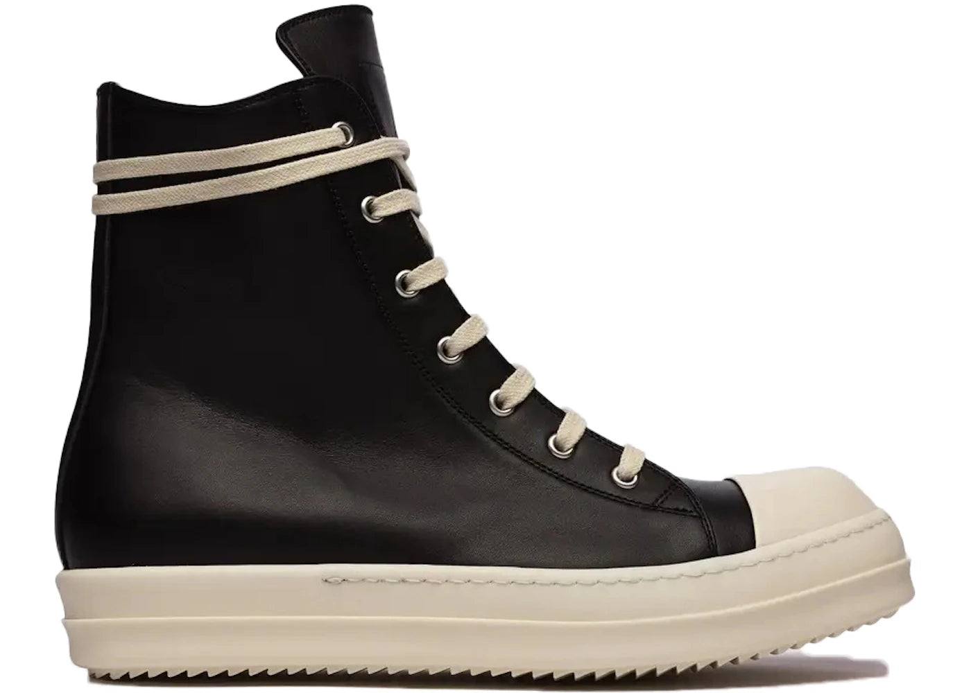 Rick Owens Ramones Leather High Top Black Cream
