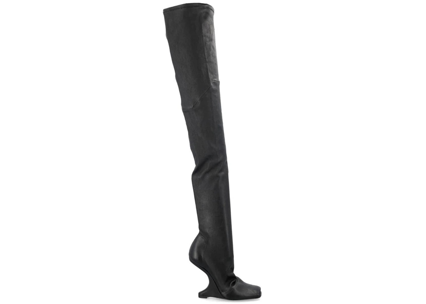 Rick Owens Luxor Cantilever Curved Heel Thigh High Boot Black (Women&#39;s)