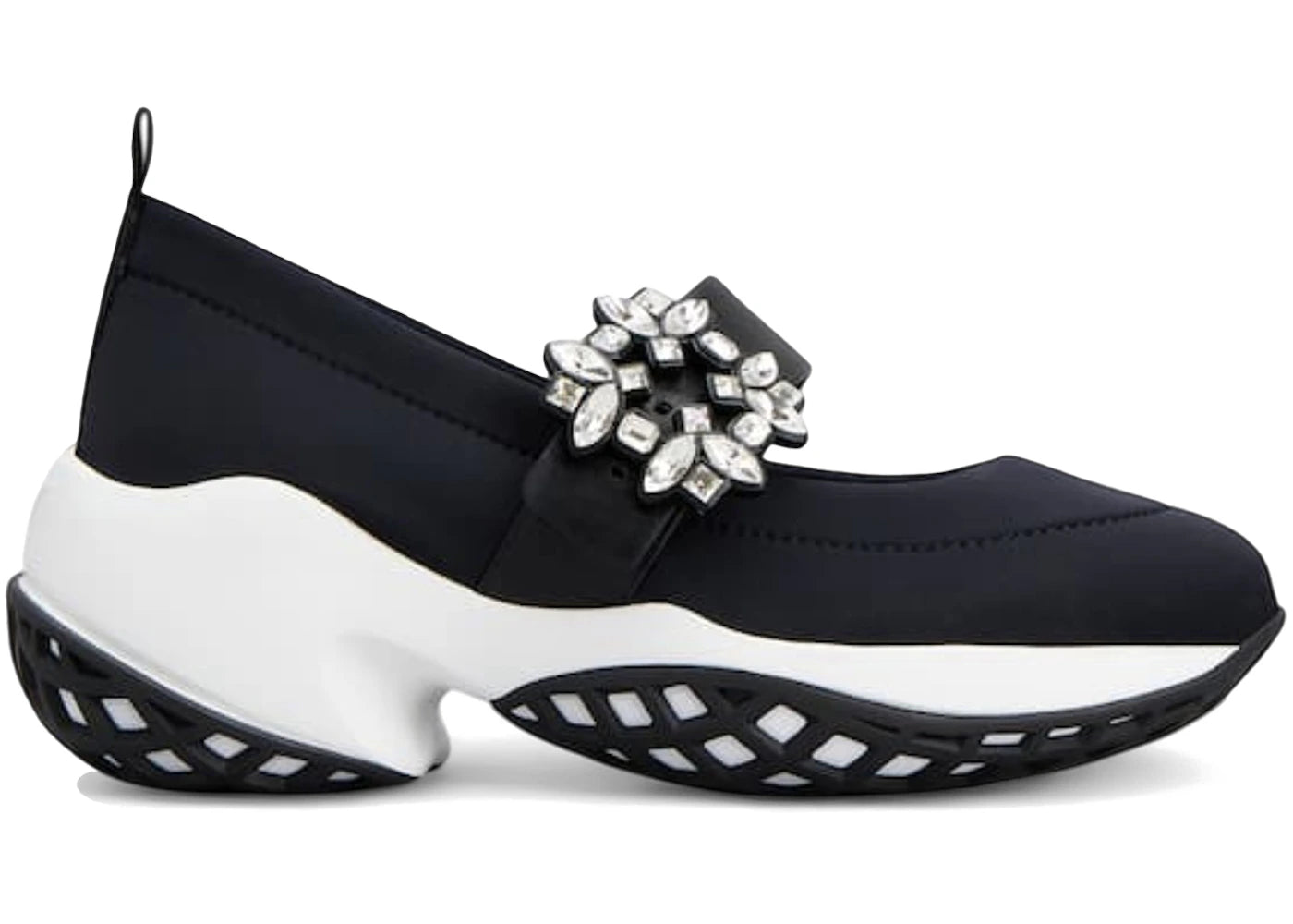 Roger Vivier Viv' Run Babies Black White Crystal Buckle (Women's)