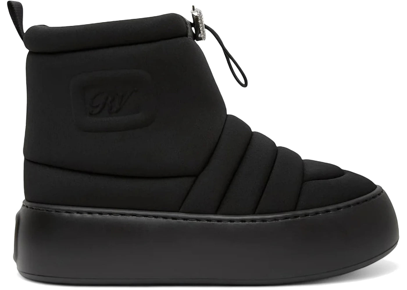 Roger Vivier Viv' Winter Puffy Ankle Boots Black Crystal Buckle (Women's)