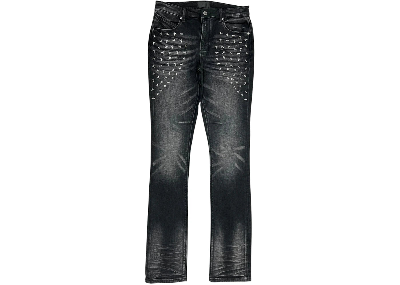 RtA Olivier Stacked Graphite Fade Cross Jean Black
