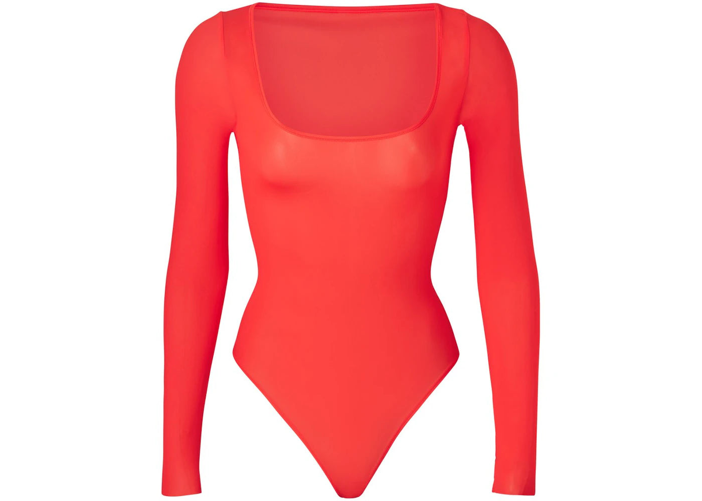 SKIMS Jelly Sheer Long Sleeve Bodysuit Poppy
