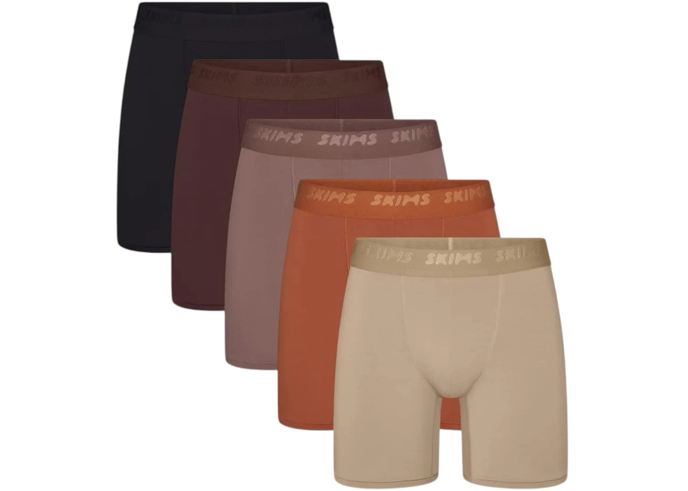 SKIMS Men's 5" Stretch Boxer Brief (5 Pack) Cocoa Multicolor
