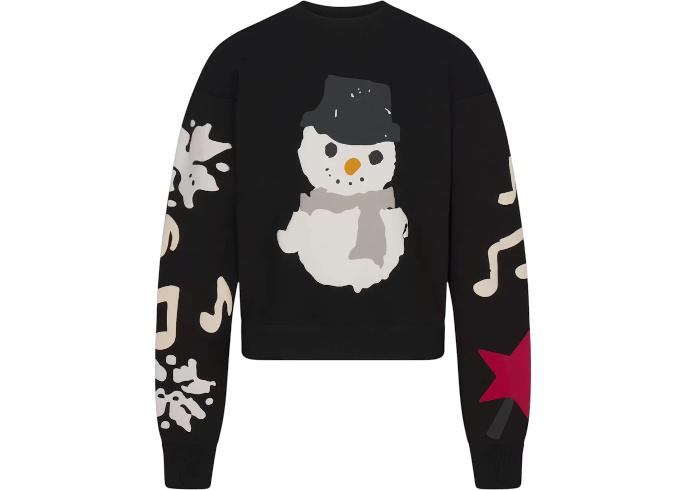 SKIMS x Cactus Plant Flea Market Cotton Fleece Crewneck Onyx Snowman Print