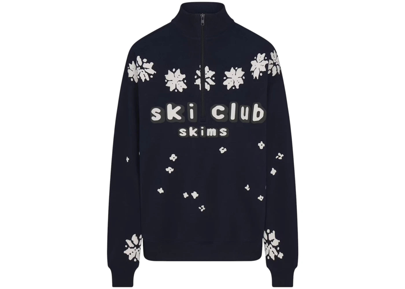 SKIMS x Cactus Plant Flea Market Cotton Fleece Oversized Quarter Zip Top Navy Ski Club Print