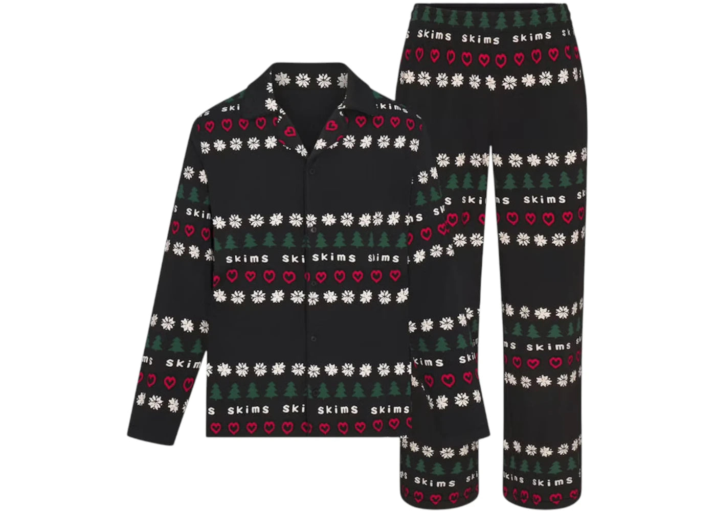 SKIMS x Cactus Plant Flea Market Jersey Sleep Set Onyx Pine Fair Isle