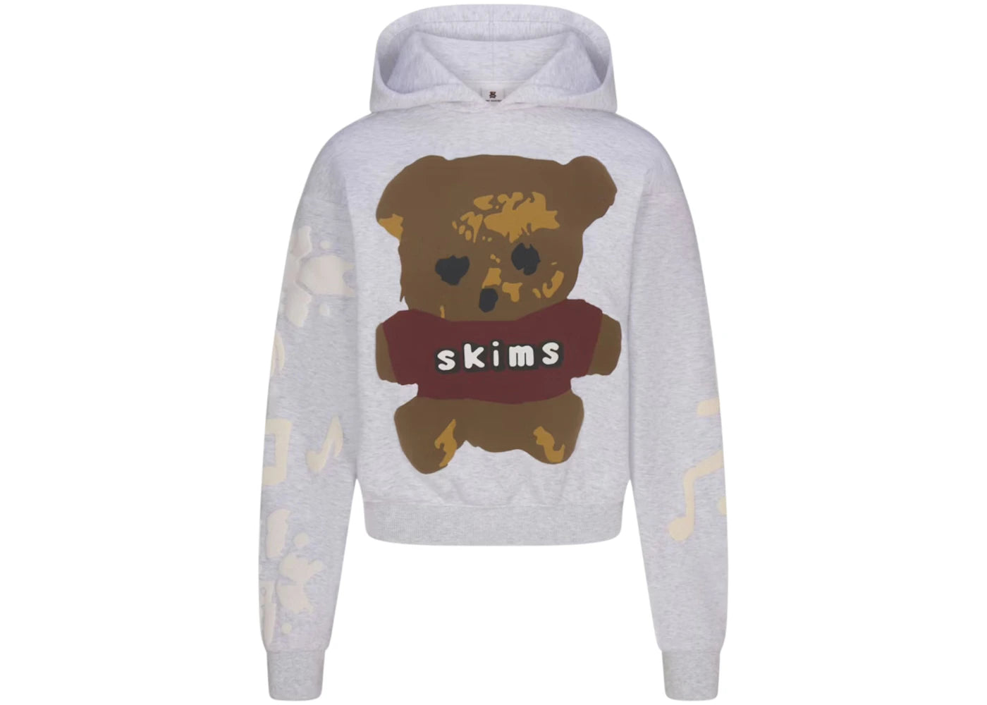 SKIMS x Cactus Plant Flea Market Women's Cotton Fleece Hoodie Light Heather Grey Teddy Bear Print
