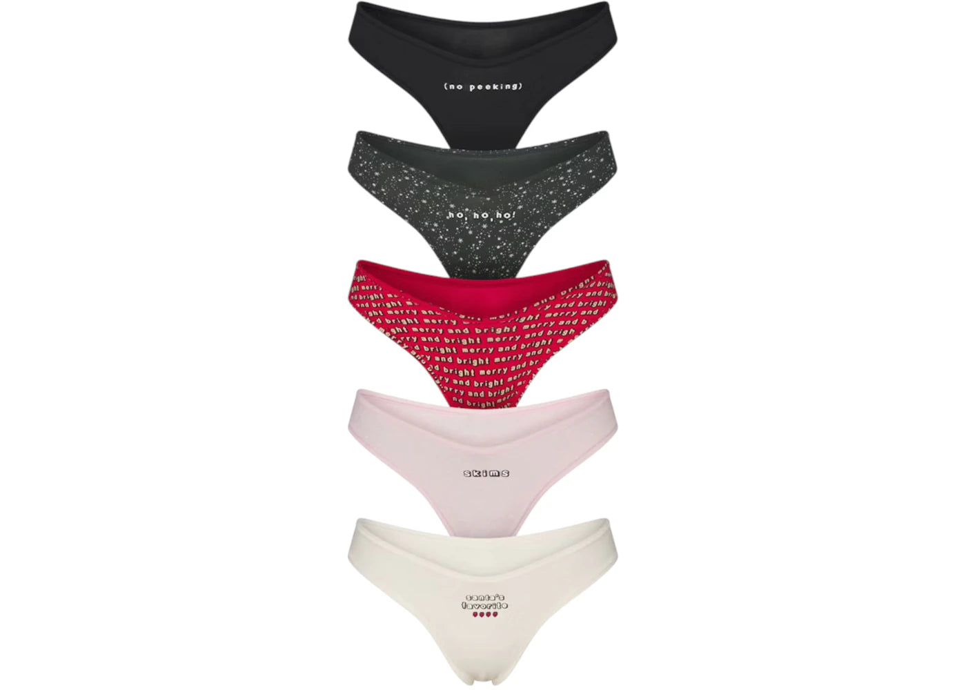 SKIMS x Cactus Plant Flea Market Women's Cotton Jersey Dipped Thong (5-Pack) Santas Favorite Multi