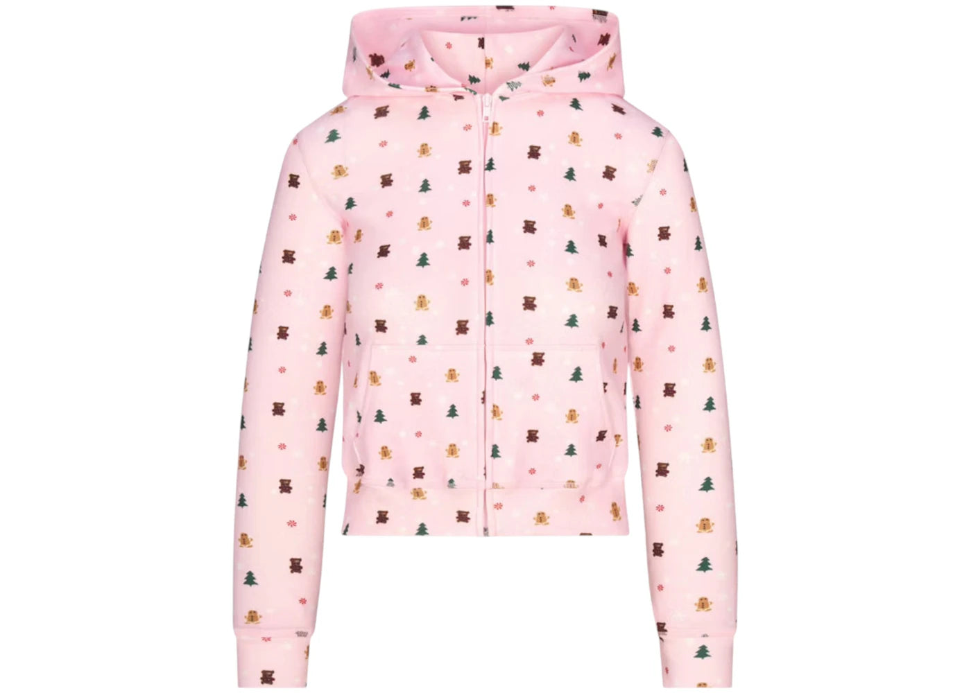 SKIMS x Cactus Plant Flea Market Women's Plush Pointelle Zip Up Hoodie Cherry Blossom Snow Print