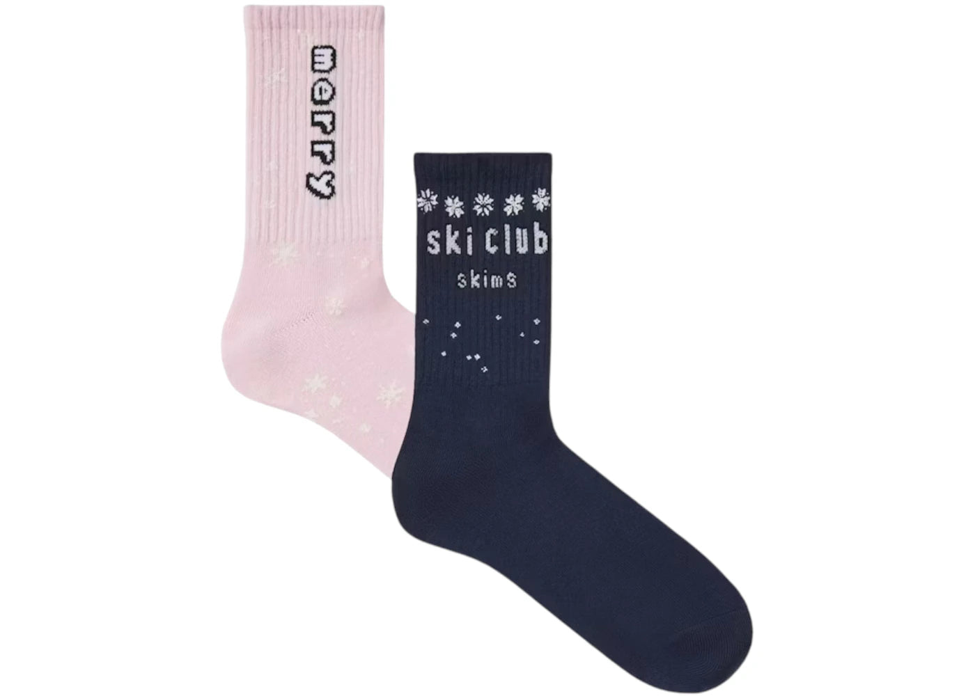 SKIMS x Cactus Plant Flea Market Women's Ribbed Crew Sock (2-Pack) Cherry Blossom/Navy