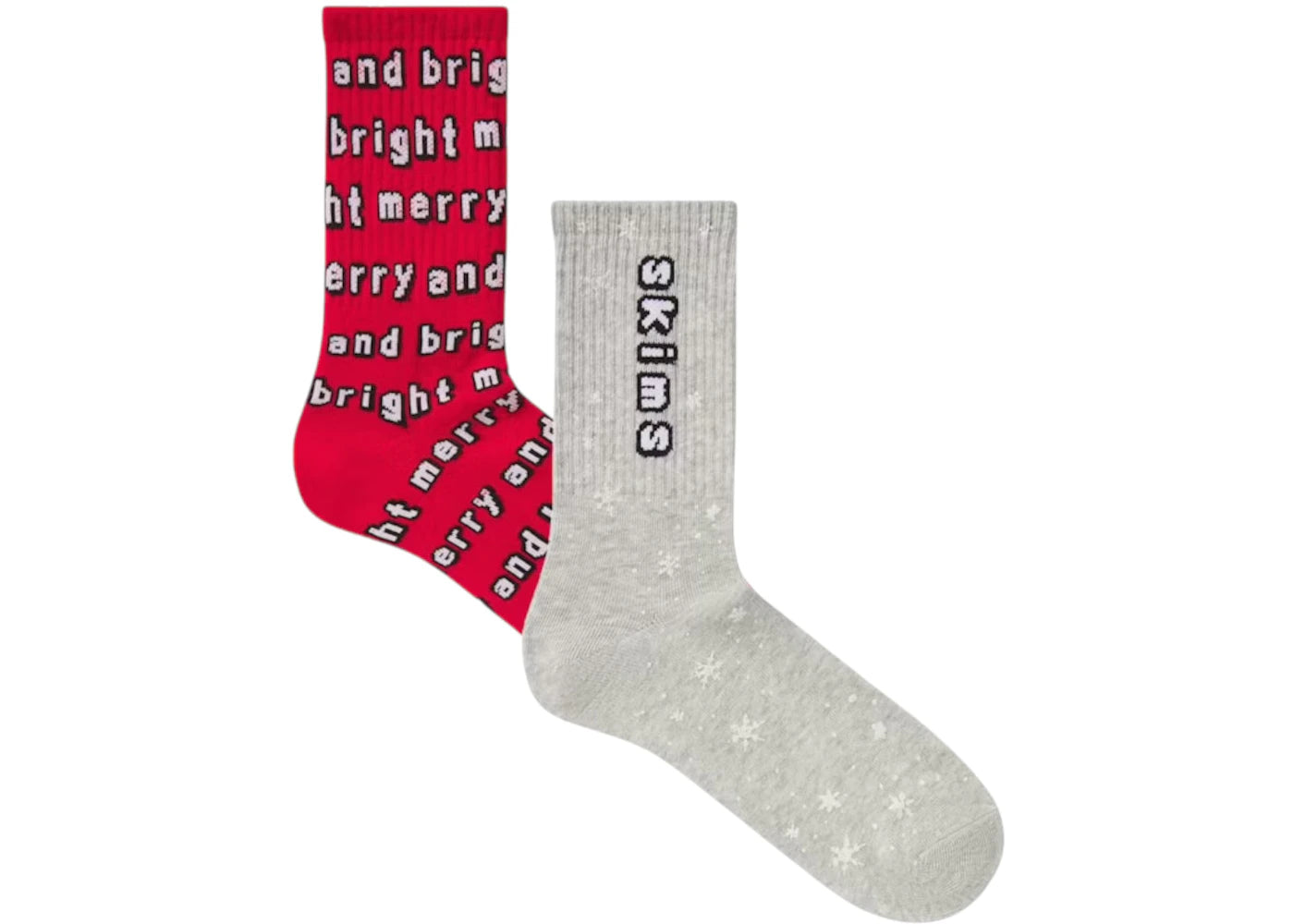 SKIMS x Cactus Plant Flea Market Women's Ribbed Crew Sock (2-Pack) Light Heather Grey/Red