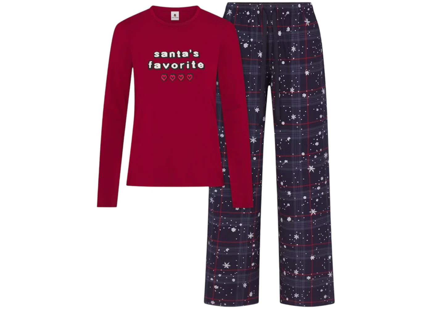 SKIMS x Cactus Plant Flea Market Women's Sleep Flannel Pant Set Santas Favorite Brick Print