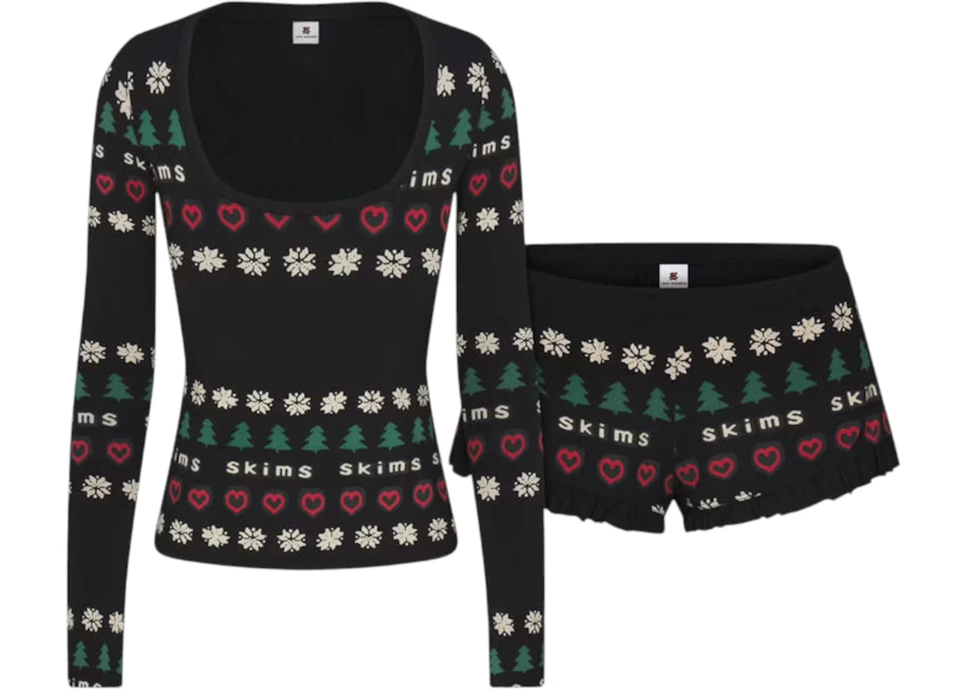 SKIMS x Cactus Plant Flea Market Women's Sleep Scoop Neck Set Onyx Pine Fair Isle