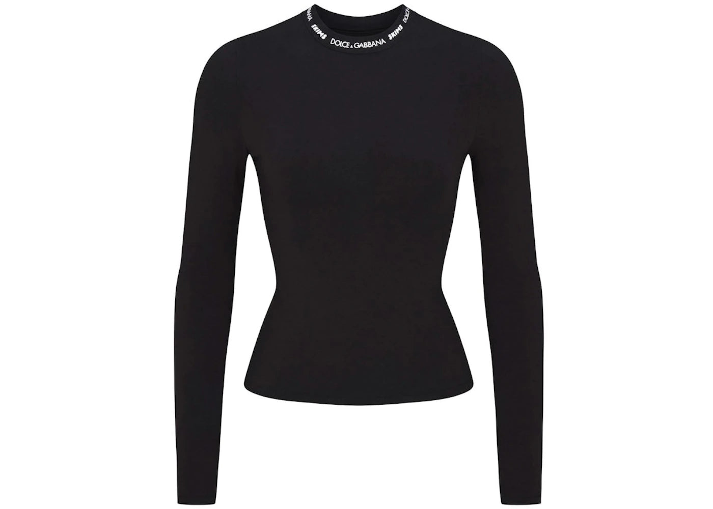 SKIMS x Dolce&Gabbana Cotton Jersey Long Sleeve T-Shirt Onyx