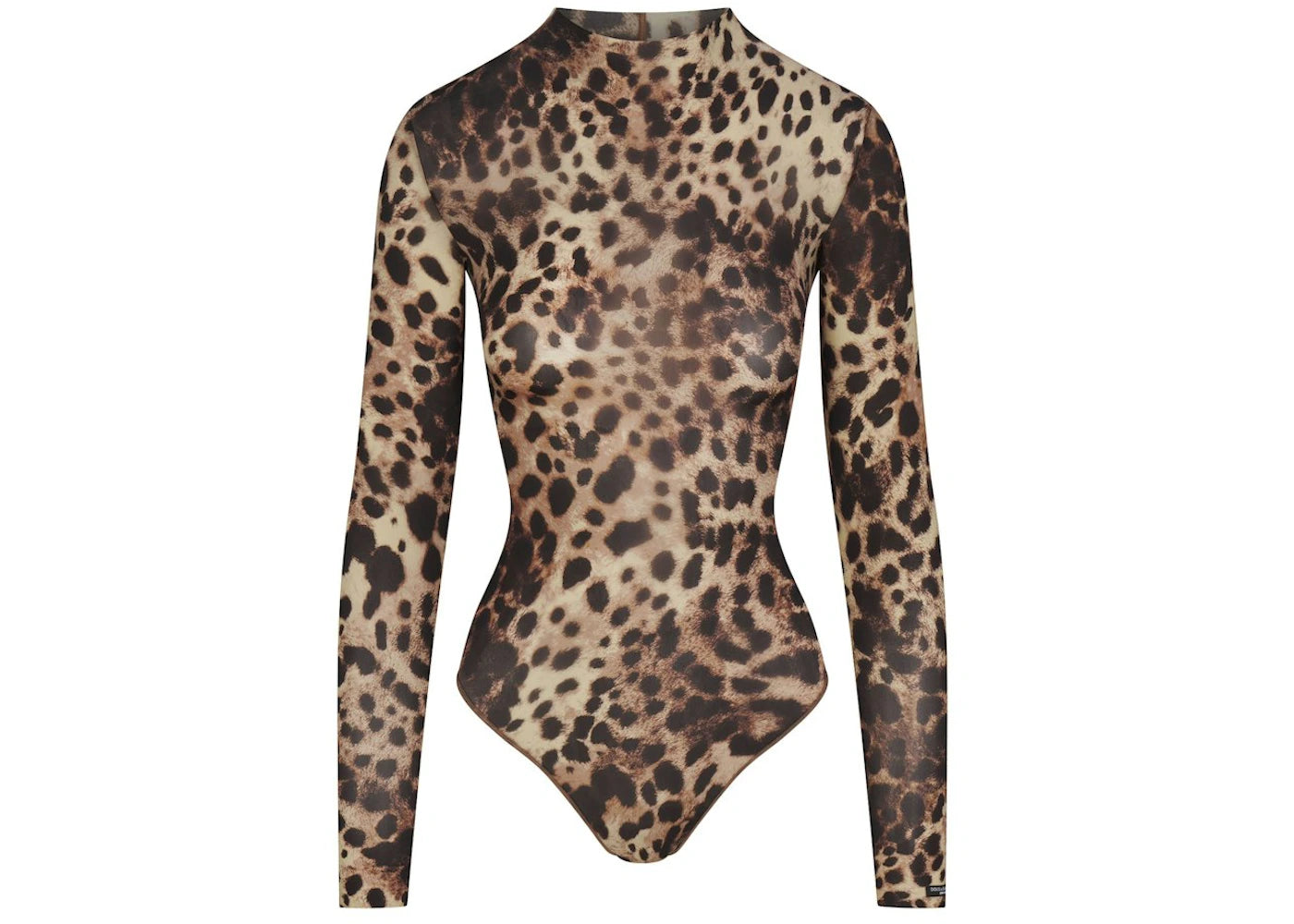 SKIMS x Dolce&Gabbana Milky Sheer Mock Neck Bodysuit Leopard