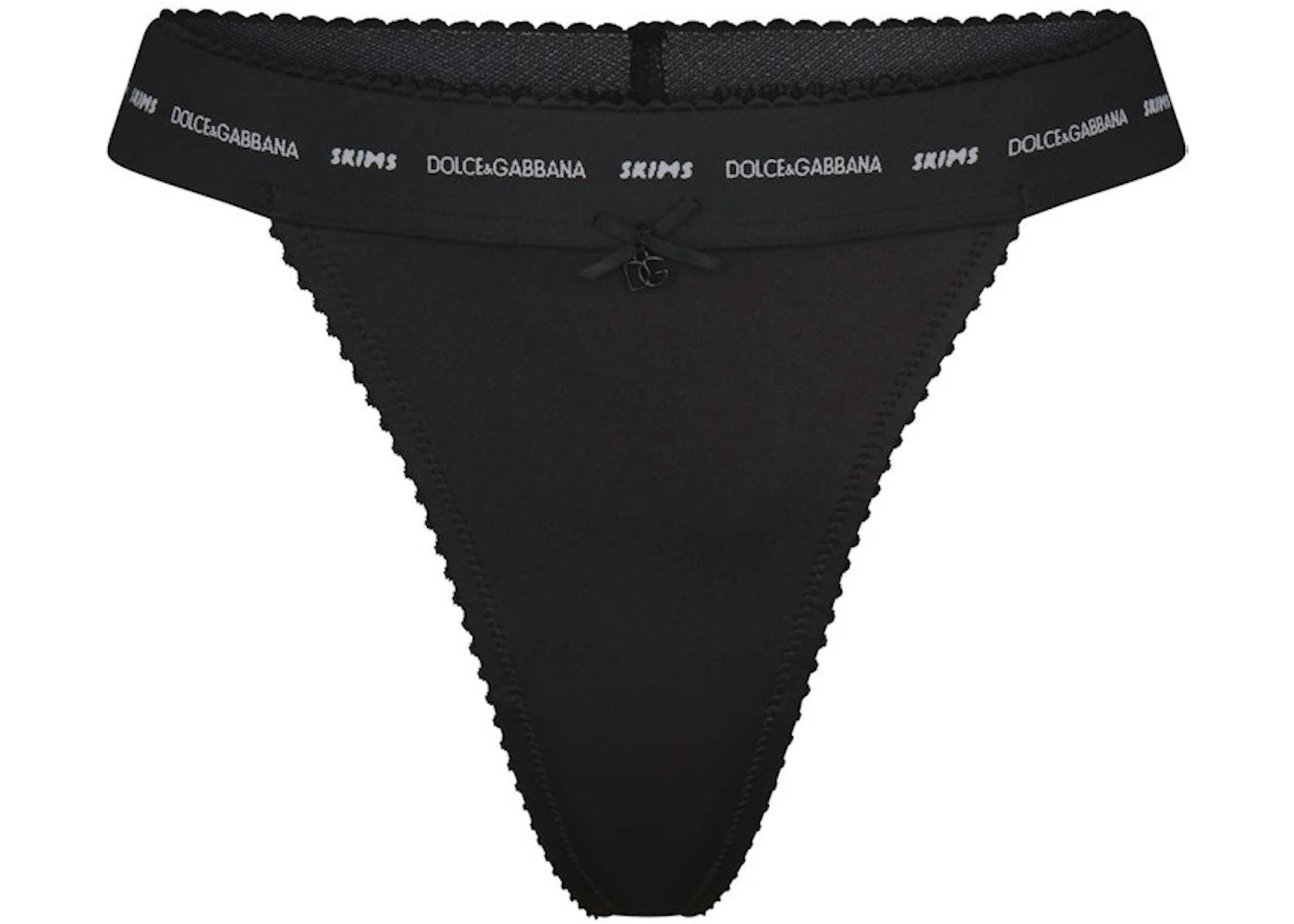 SKIMS x Dolce&Gabbana Stretch Satin Thong Onyx