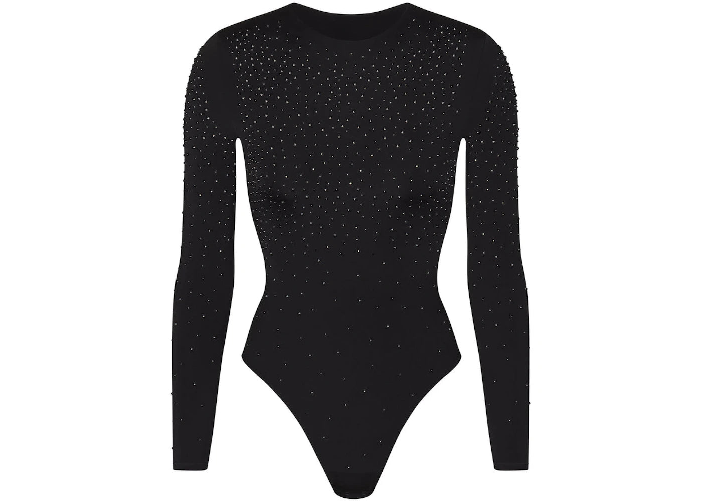 SKIMS x Swarovski Jelly Sheer Long Sleeve Crew Neck Bodysuit Onyx