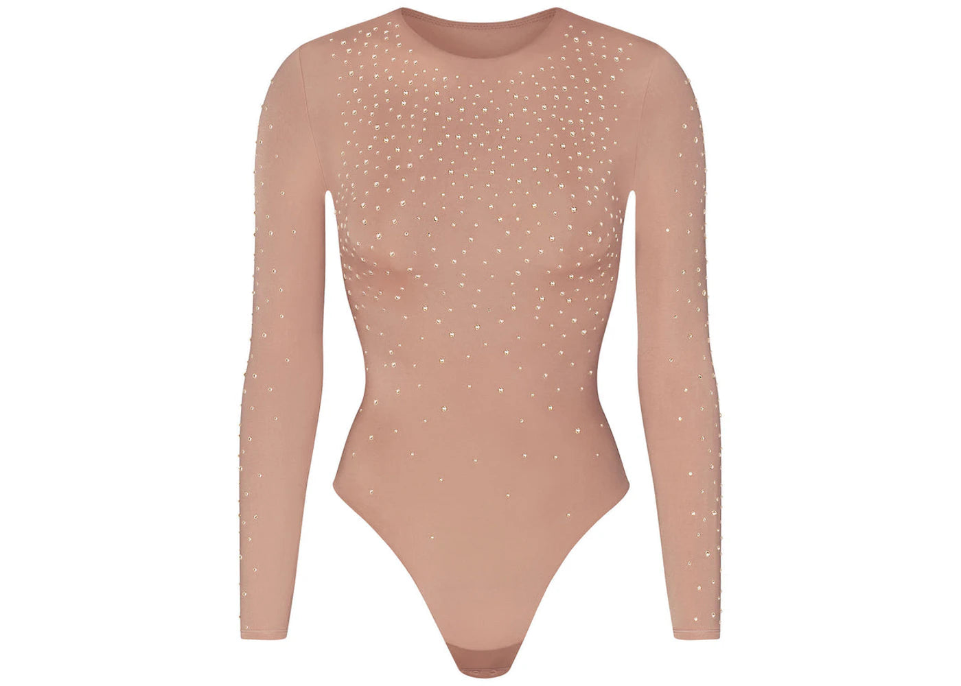 SKIMS x Swarovski Jelly Sheer Long Sleeve Crew Neck Bodysuit Sienna
